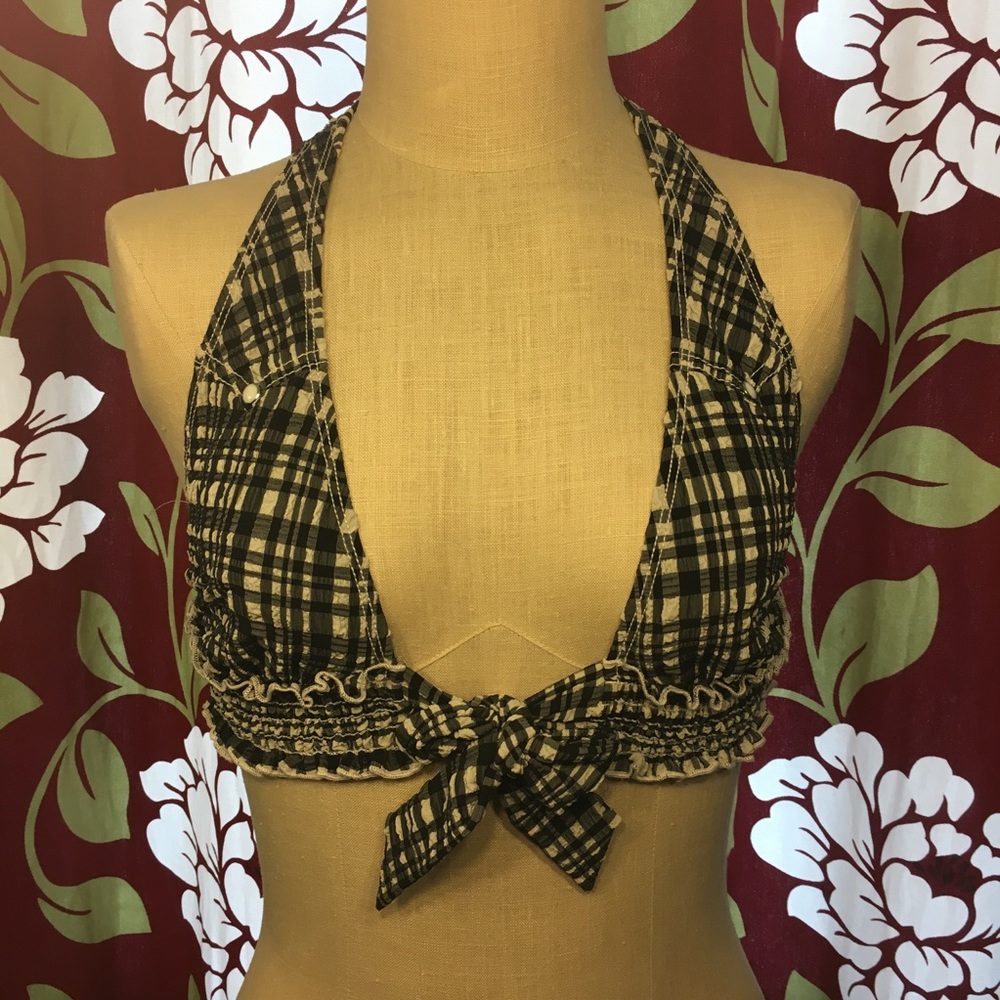True Religion Front Tie Ruffle Bikini Top Size M